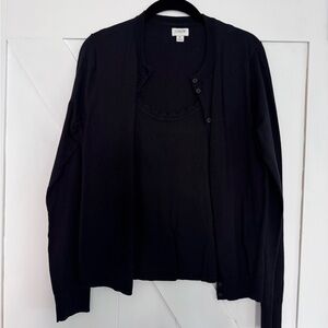 J. Crew Black Knit Cardigan with Shell Tank